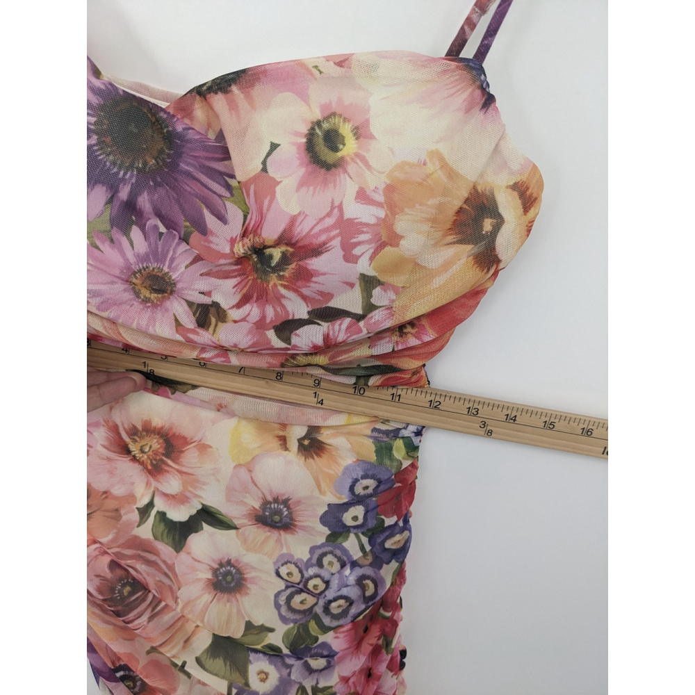 Express Dress Womens‎ Small Floral Maxi Bodycon Ruched Mesh Gown Homecoming - Picture 8 of 8